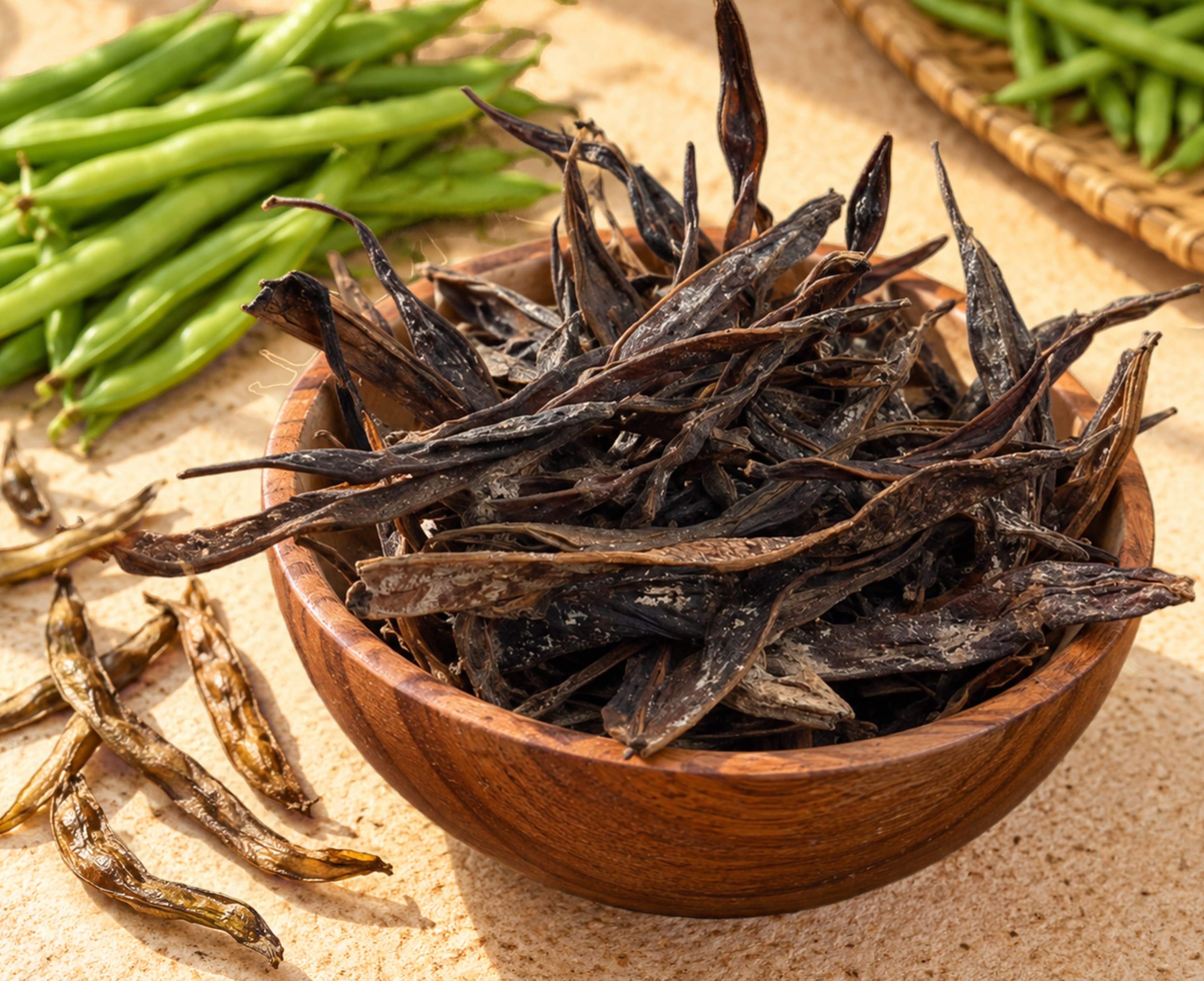 Homemade kothavarangai (cluster beans) vathal from Thanjavur
