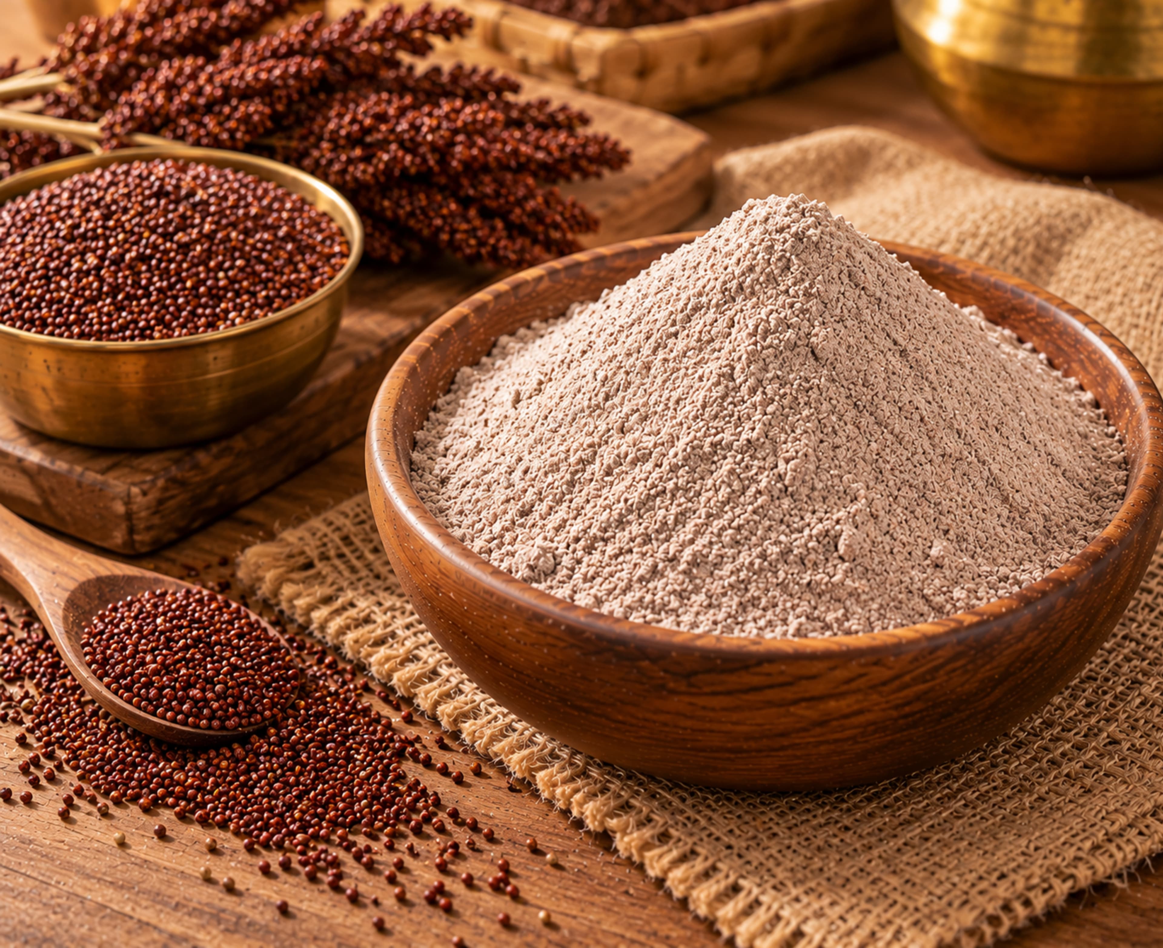 Homemade ragi mavu (finger millet flour) from Thanjavur